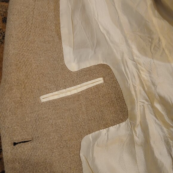 ZARA Wool Blend Single Breasted Tan/Cream Coat XS - Picture 9 of 13